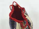 Japanese Kinchaku-Bukuro Drawstring Bag Vtg Kimono Cloth Purse Pouch Flowers KB6
