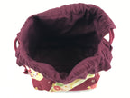 Japanese Kinchaku-Bukuro Drawstring Bag Vtg Kimono Cloth Purse Pouch Flowers KB6