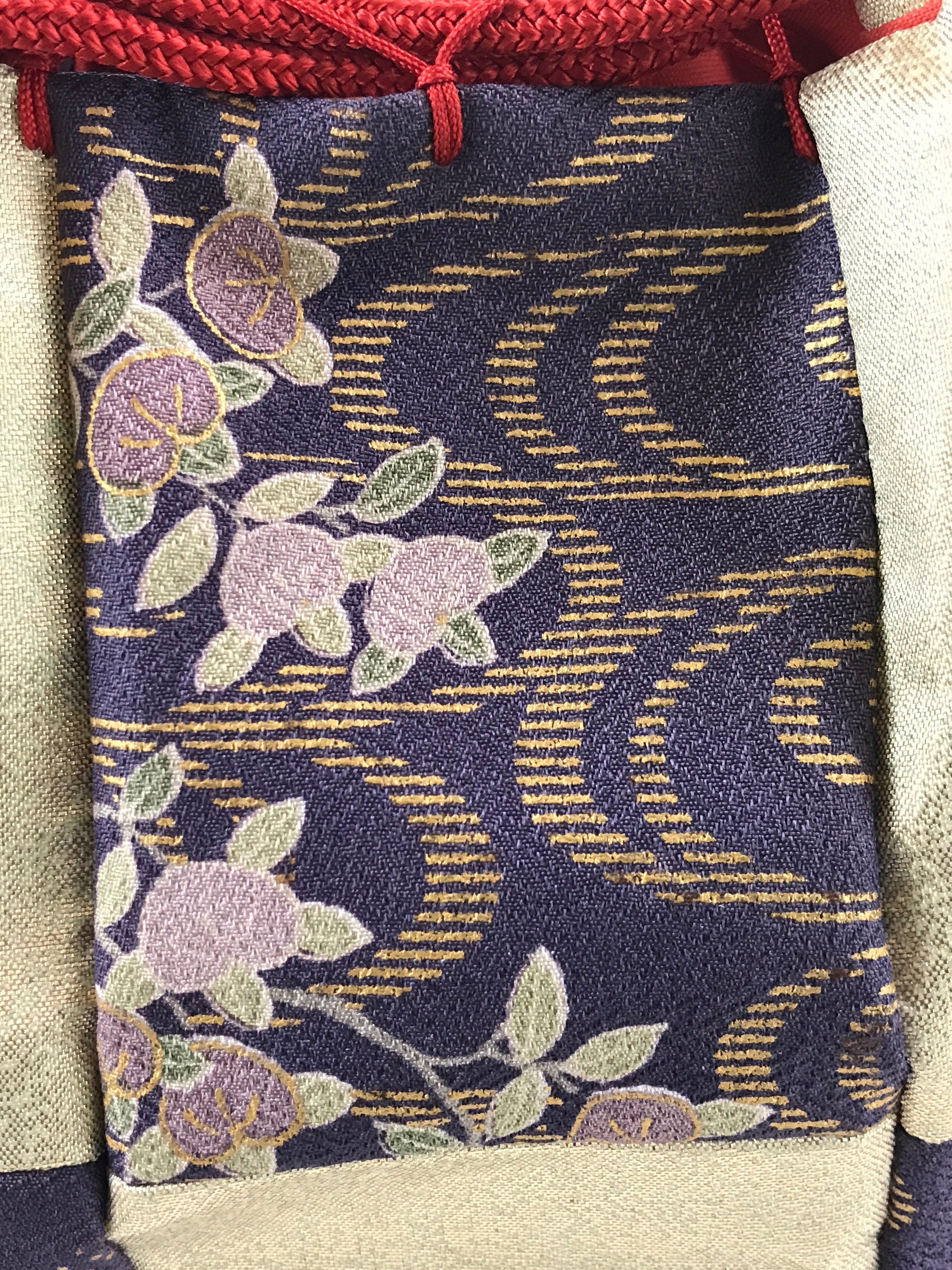 Japanese drawstring bag kimono fabric lucky fish - Japanese