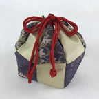 Japanese Kinchaku-Bukuro Drawstring Bag Vtg Kimono Cloth Purse Pouch Flowers KB6