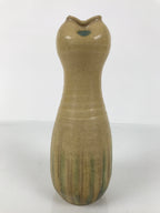 Japanese Kiseto Ware Ceramic Flower Vase Vtg Ikebana Kabin Gourd Yellow FK214