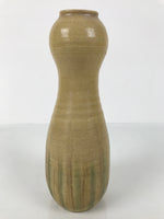 Japanese Kiseto Ware Ceramic Flower Vase Vtg Ikebana Kabin Gourd Yellow FK214
