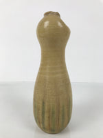 Japanese Kiseto Ware Ceramic Flower Vase Vtg Ikebana Kabin Gourd Yellow FK214