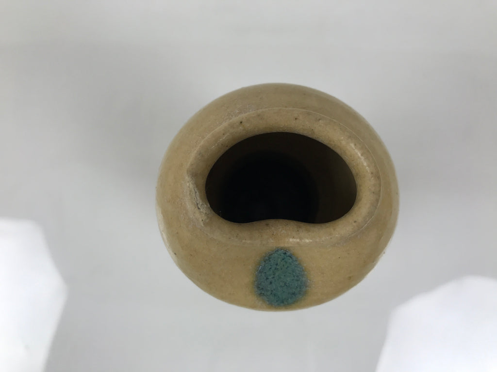 Japanese Kiseto Ware Ceramic Flower Vase Vtg Ikebana Kabin Gourd Yellow FK214