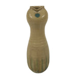 Japanese Kiseto Ware Ceramic Flower Vase Vtg Ikebana Kabin Gourd Yellow FK214