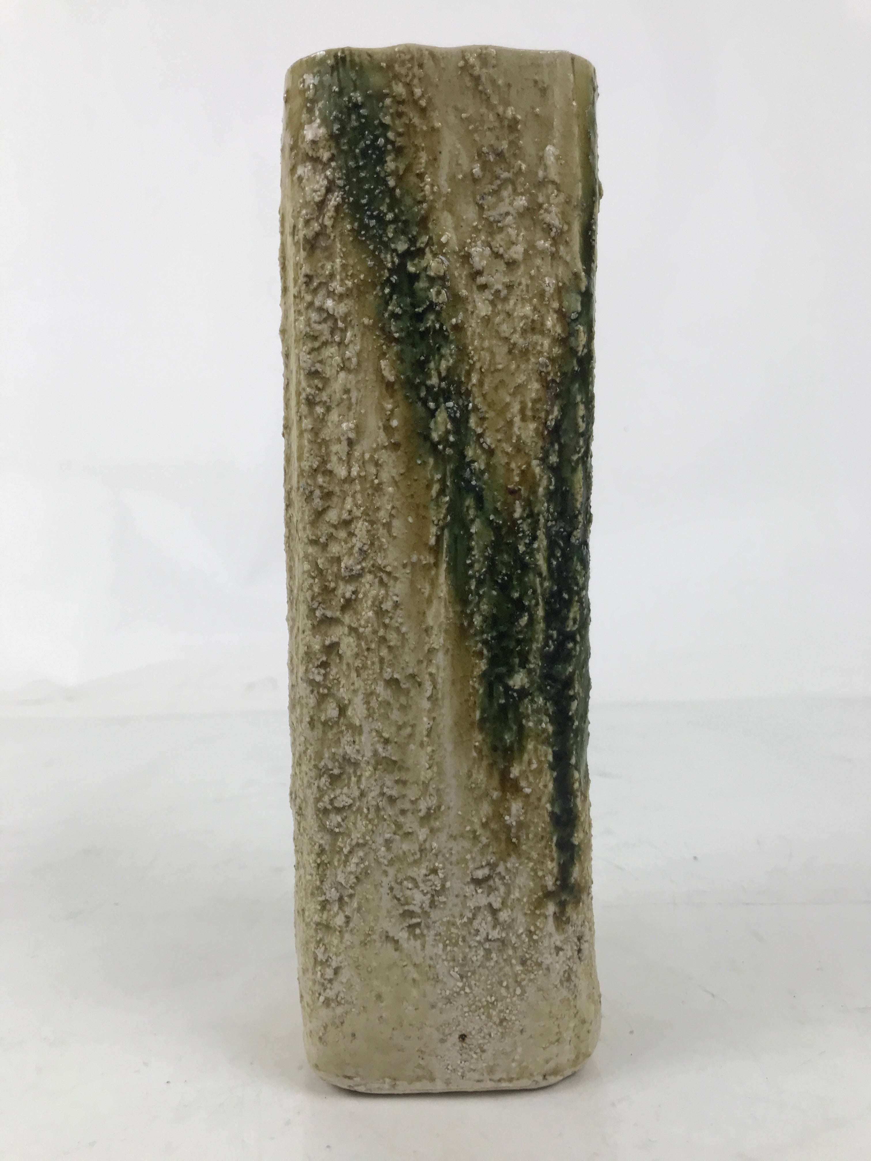 Japanese Kiseto Ware Ceramic Flower Vase Vtg Ikebana Kabin Green Yellow FK190