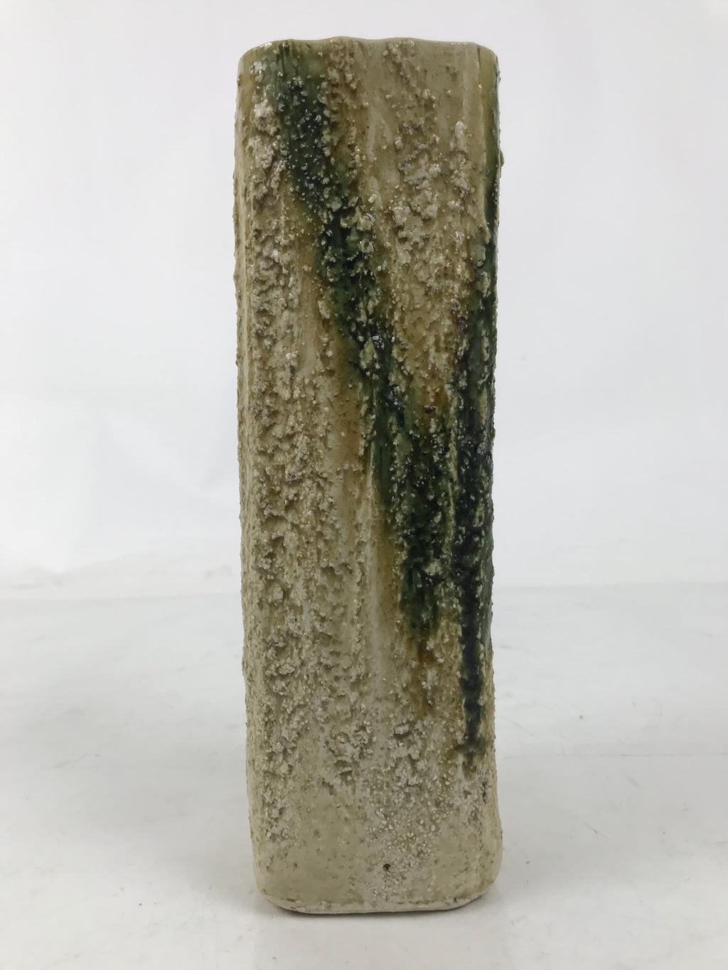 Japanese Kiseto Ware Ceramic Flower Vase Vtg Ikebana Kabin Green Yellow FK190