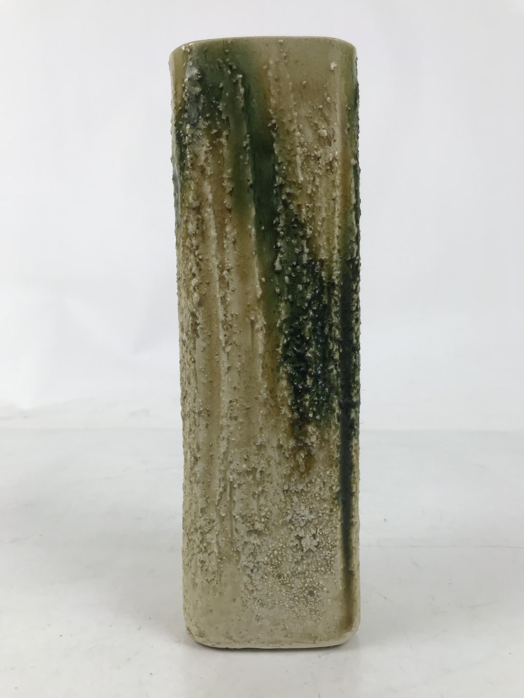 Japanese Kiseto Ware Ceramic Flower Vase Vtg Ikebana Kabin Green Yellow FK190