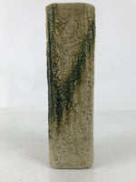 Japanese Kiseto Ware Ceramic Flower Vase Vtg Ikebana Kabin Green Yellow FK190