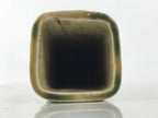 Japanese Kiseto Ware Ceramic Flower Vase Vtg Ikebana Kabin Green Yellow FK190