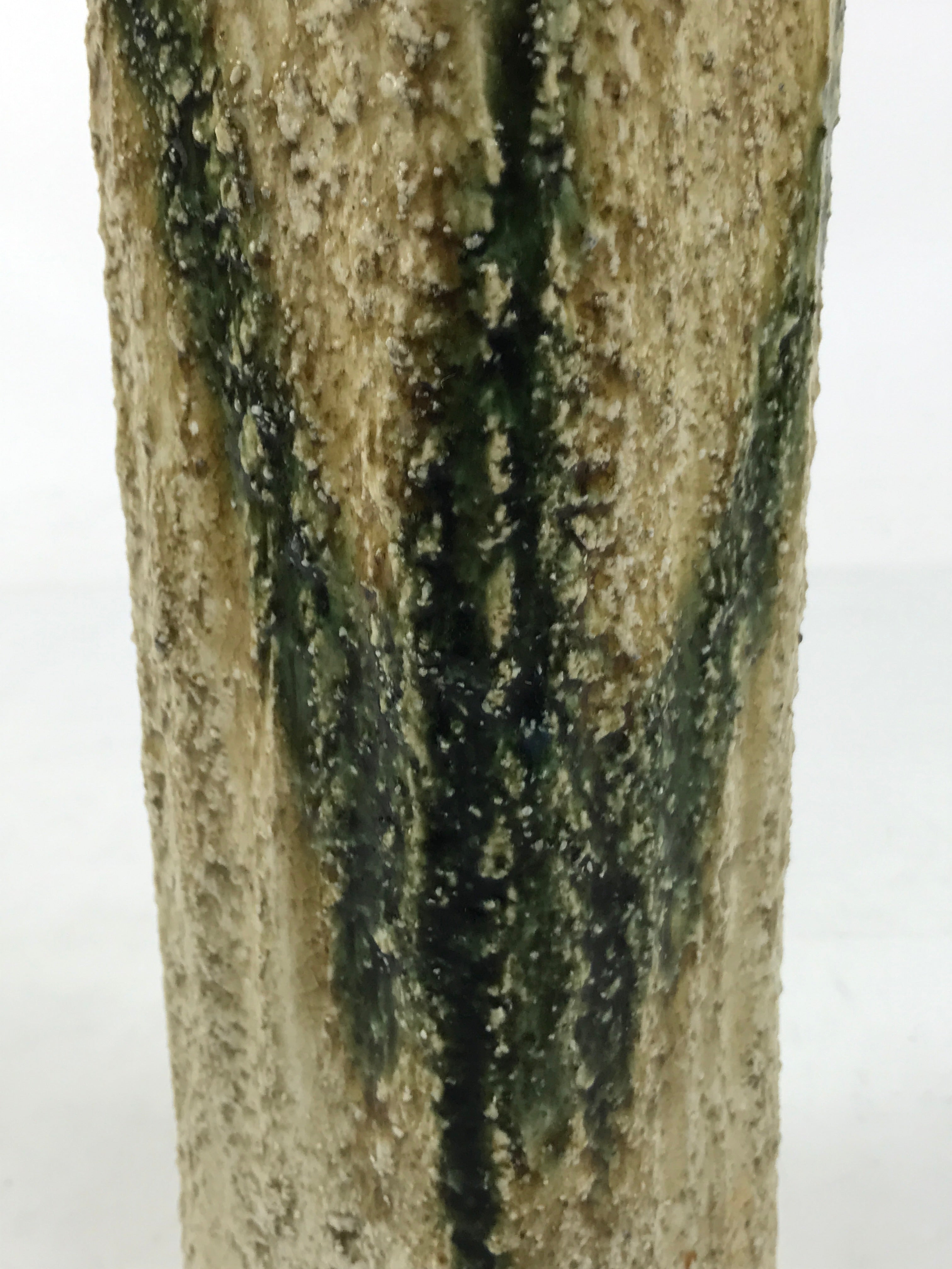 Japanese Kiseto Ware Ceramic Flower Vase Vtg Ikebana Kabin Green Yellow FK190