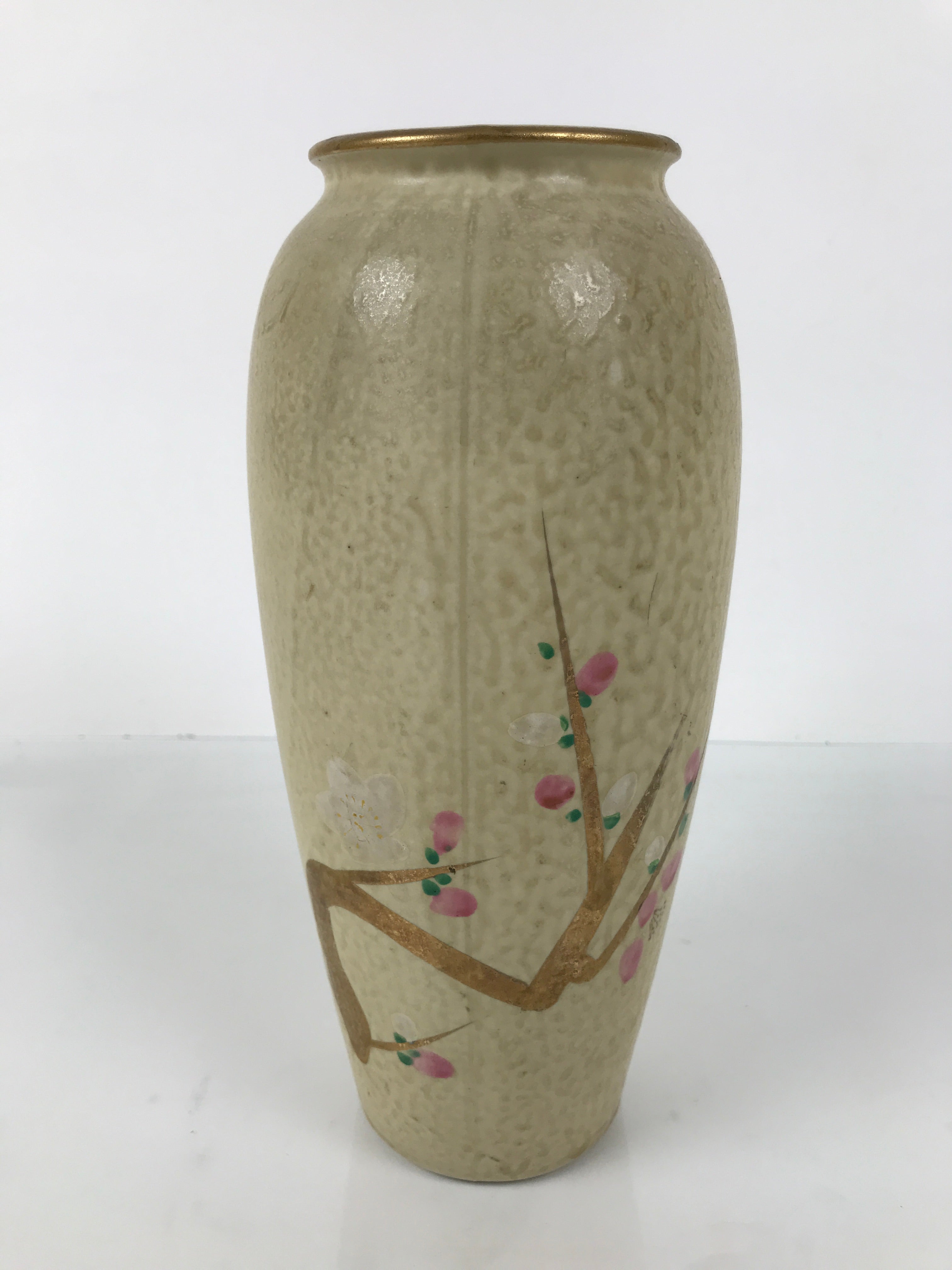 Japanese Kiseto Ware Ceramic Flower Vase Vtg Ikebana Kabin Plum Blossom FK209