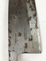 Japanese Kitchen Knife Vtg Marushin Light Brown Steel Wood Short Hocho KN4