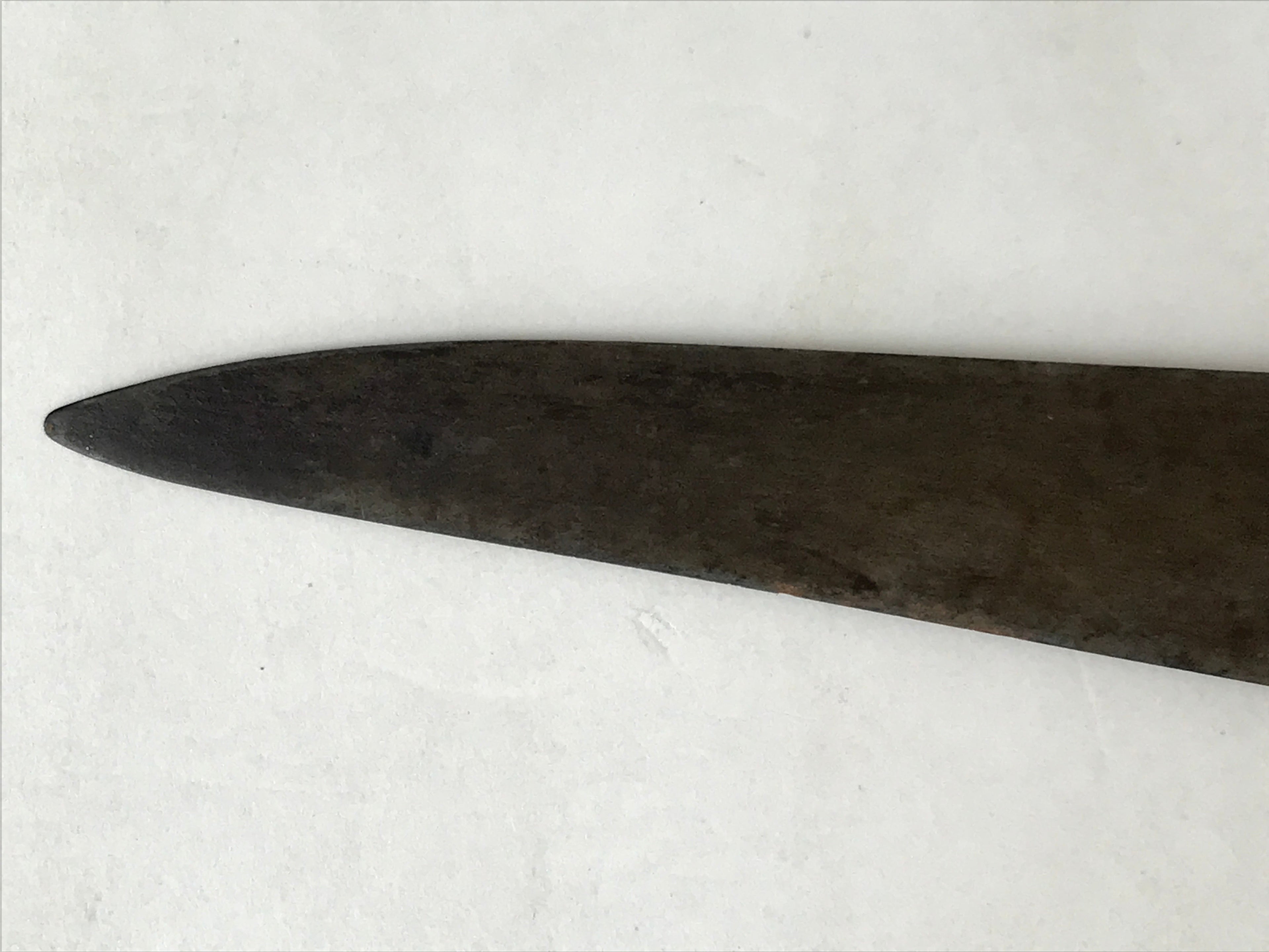 Japanese Kitchen Knife Vtg Masakane Japon Brown Steel Wood Long Hocho KN7