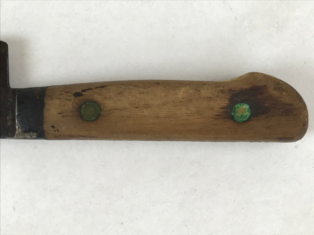 Japanese Kitchen Knife Vtg Masakane Japon Brown Steel Wood Long Hocho KN7