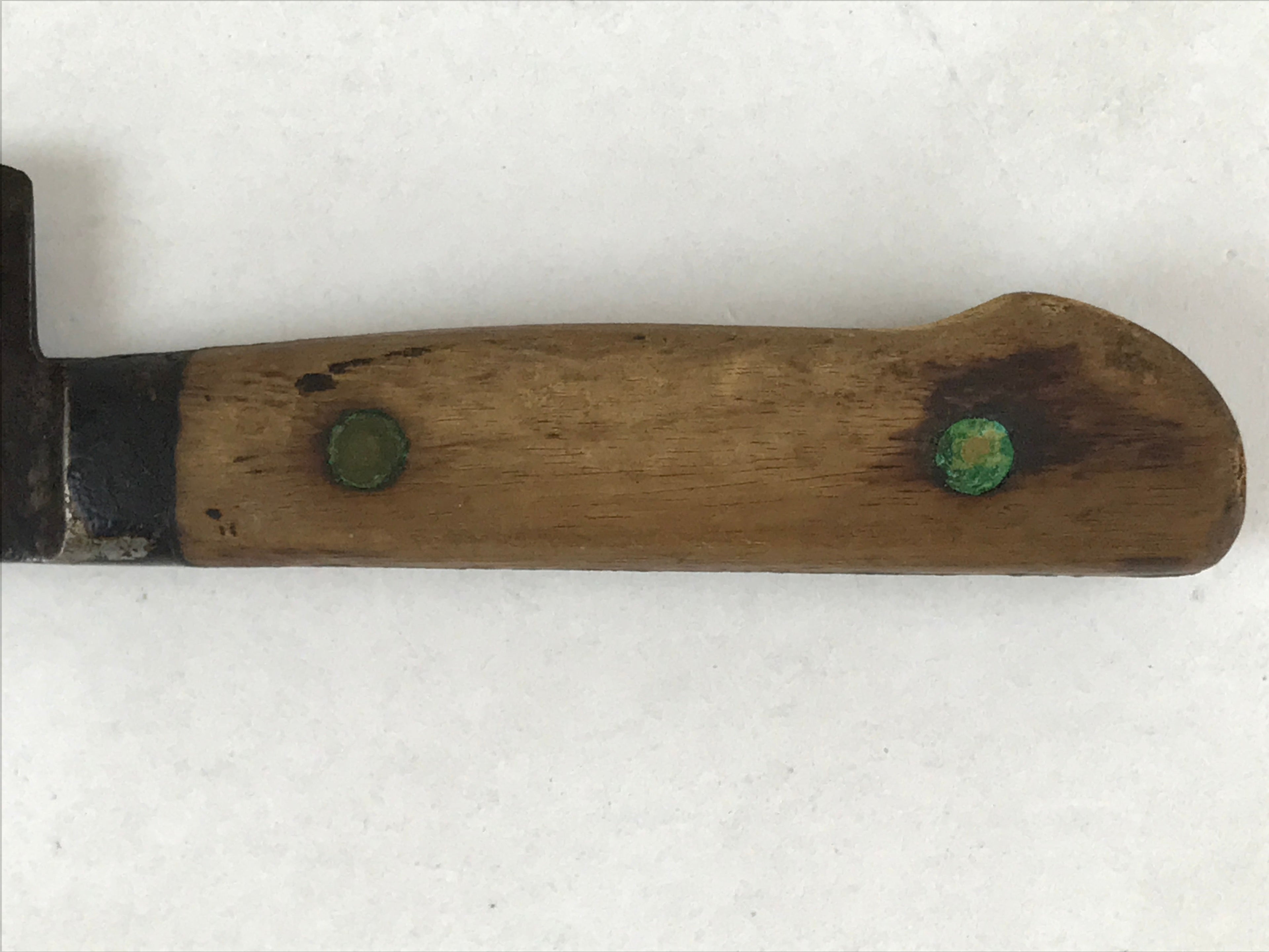 Japanese Kitchen Knife Vtg Masakane Japon Brown Steel Wood Long Hocho KN7