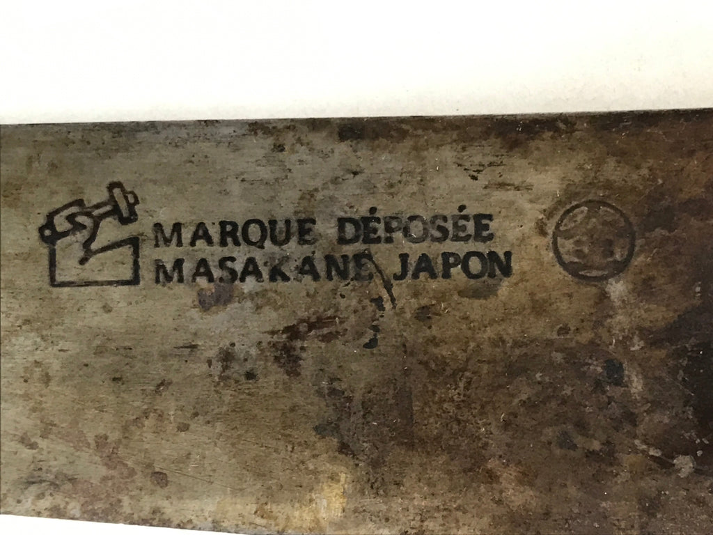 Japanese Kitchen Knife Vtg Masakane Japon Brown Steel Wood Long Hocho KN7