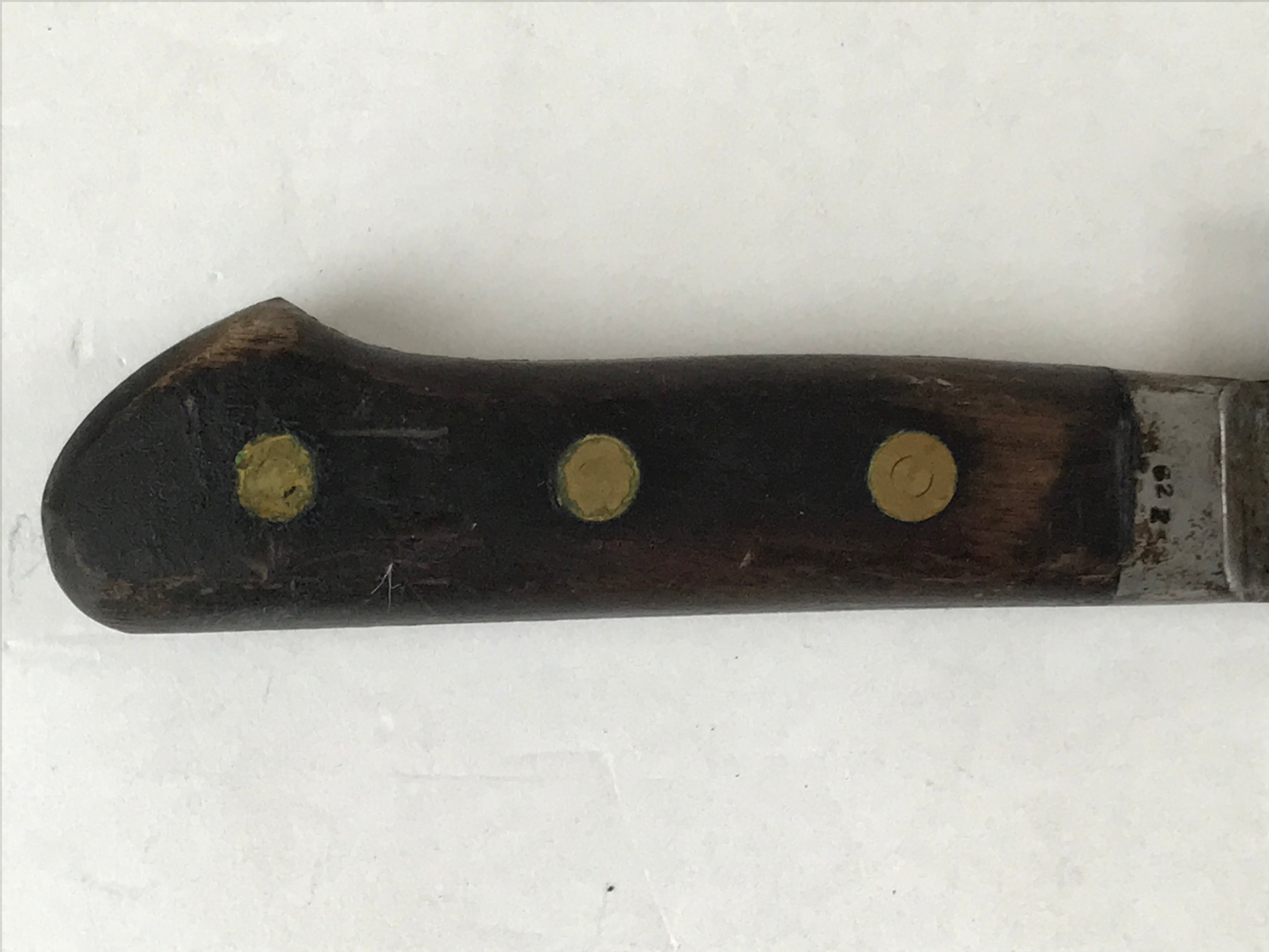 Japanese Kitchen Knife Vtg Misono Brown Steel Wood Long Hocho KN5