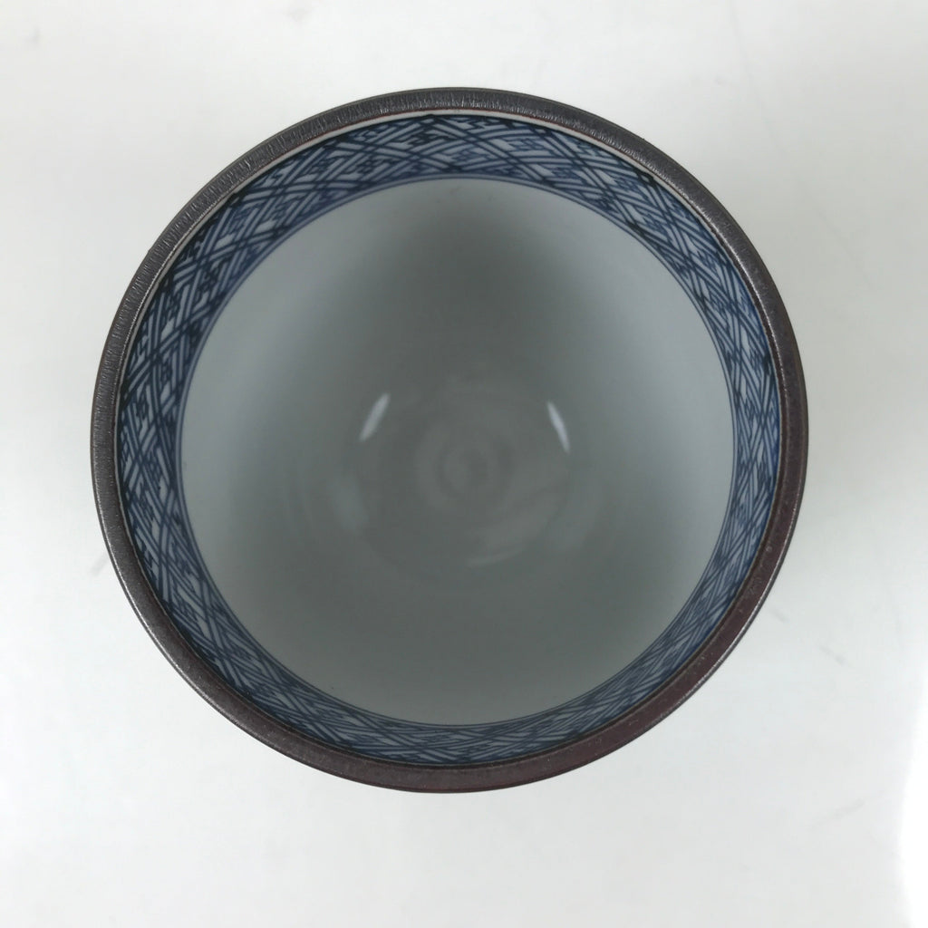 Japanese Kiyomizu Ware Porcelain Yunomi Teacup Vtg Peony Flowers Blue TC522