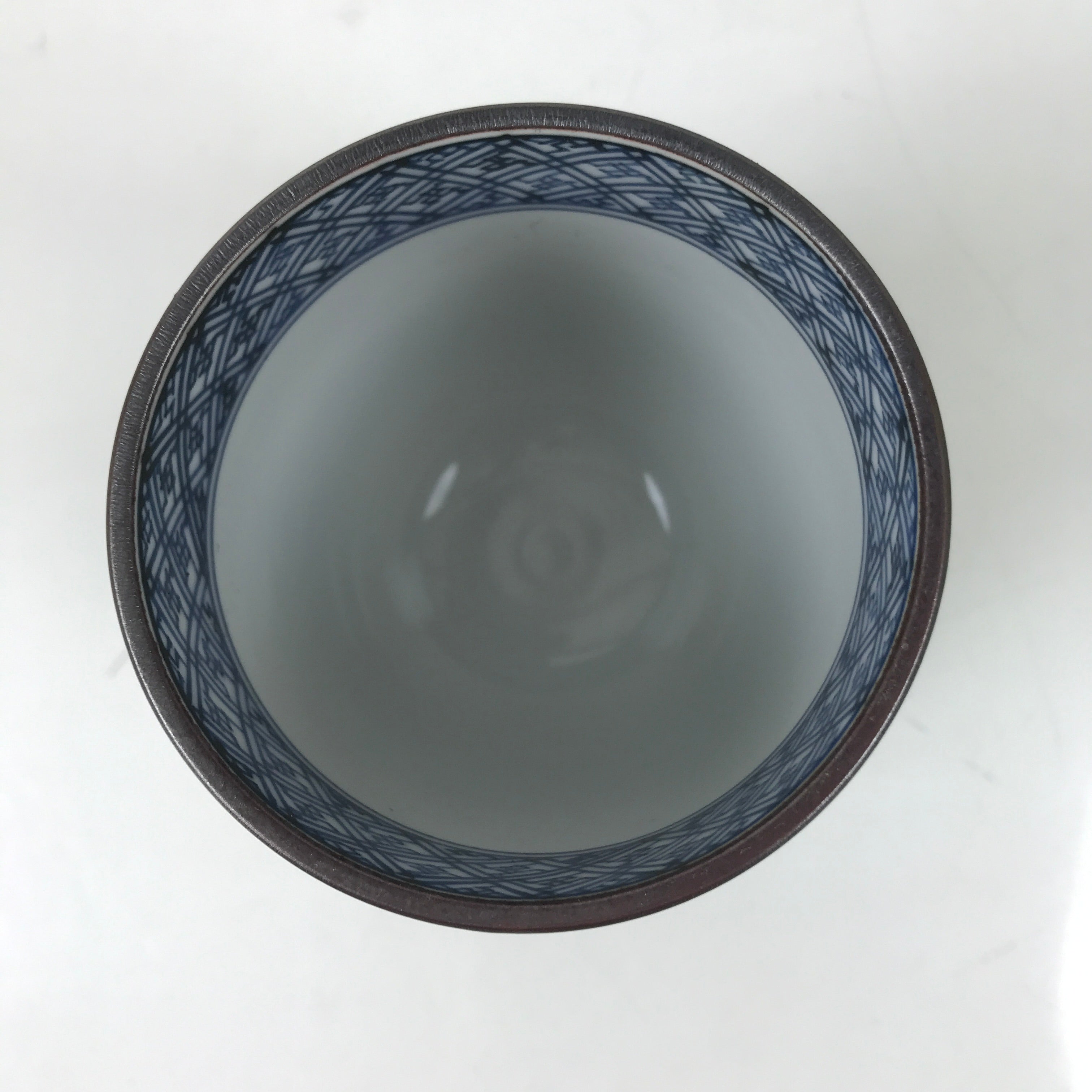 Japanese Kiyomizu Ware Porcelain Yunomi Teacup Vtg Peony Flowers Blue TC522