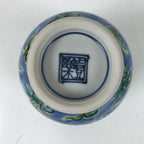 Japanese Kiyomizu Ware Porcelain Yunomi Teacup Vtg Peony Flowers Blue TC522