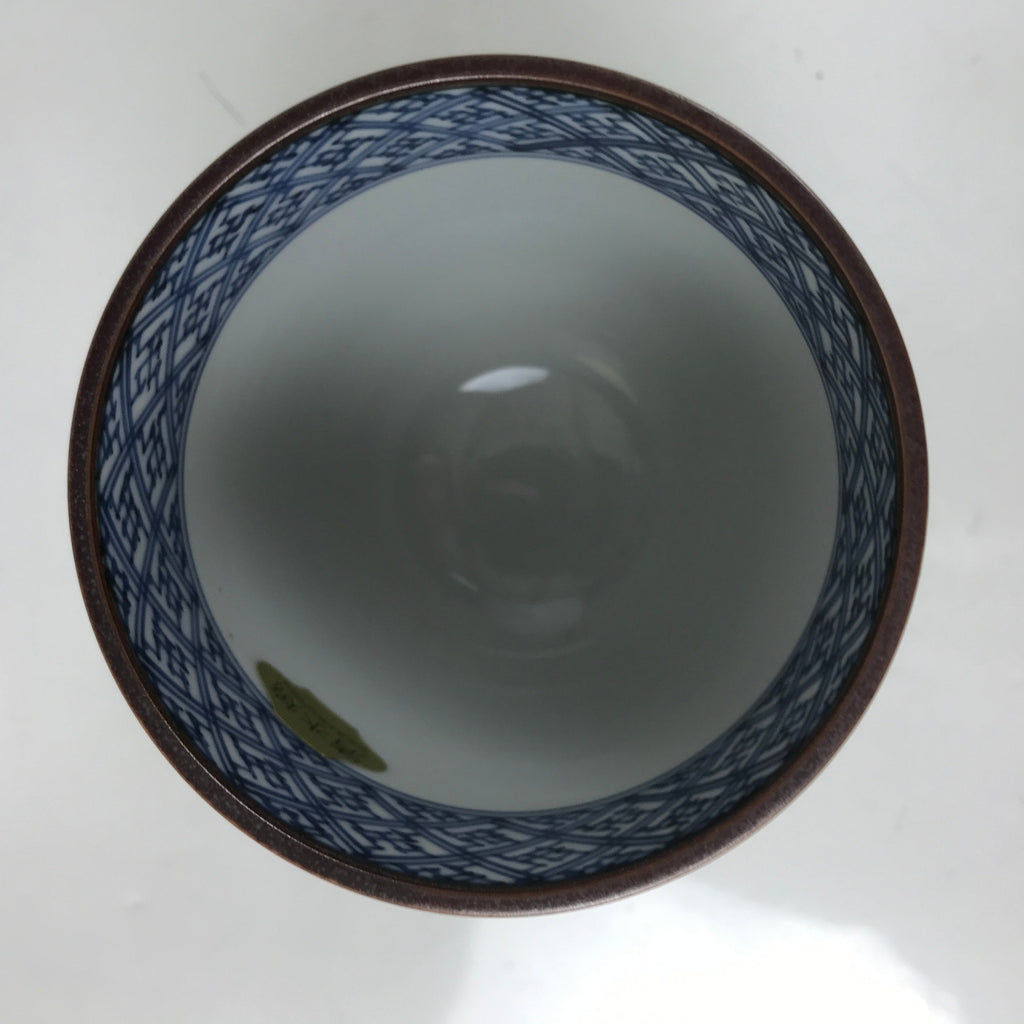 Japanese Kiyomizu Ware Porcelain Yunomi Teacup Vtg Peony Flowers Blue TC523