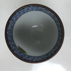 Japanese Kiyomizu Ware Porcelain Yunomi Teacup Vtg Peony Flowers Blue TC523