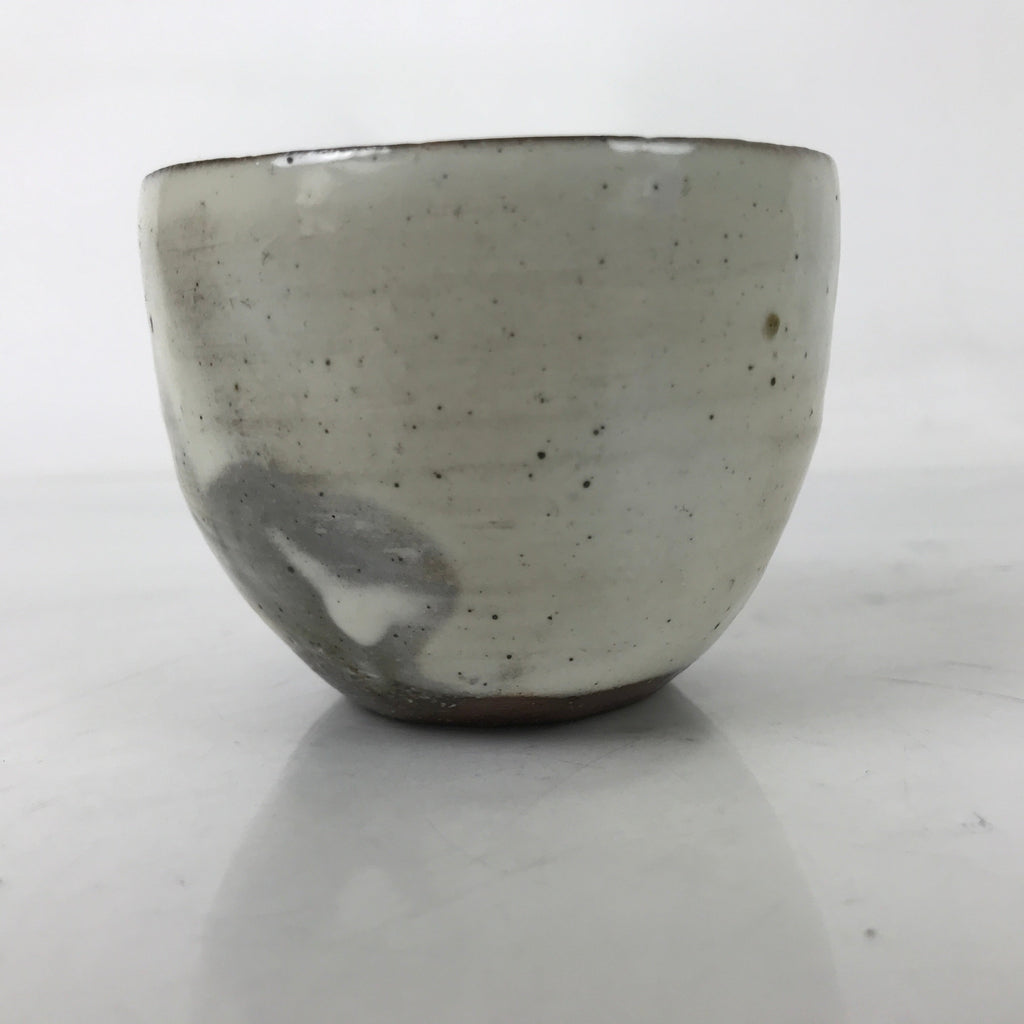 Japanese Kohiki Ceramic Yunomi Teacup Vtg Red Clay White Glossy Glaze TC524