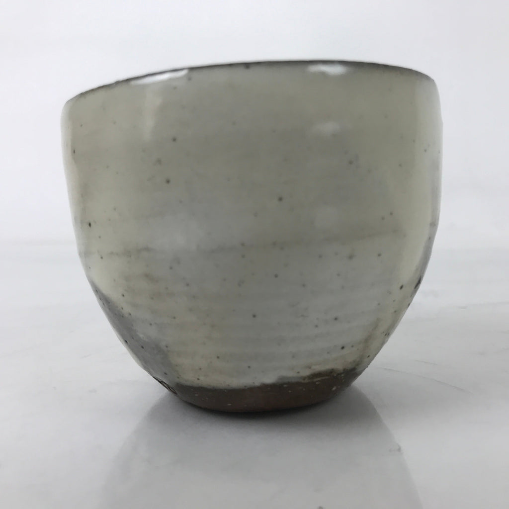 Japanese Kohiki Ceramic Yunomi Teacup Vtg Red Clay White Glossy Glaze TC524