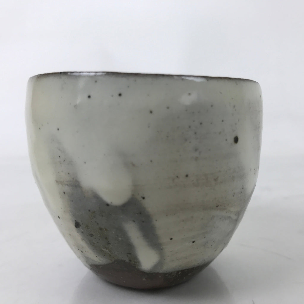 Japanese Kohiki Ceramic Yunomi Teacup Vtg Red Clay White Glossy Glaze TC524