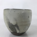 Japanese Kohiki Ceramic Yunomi Teacup Vtg Red Clay White Glossy Glaze TC524