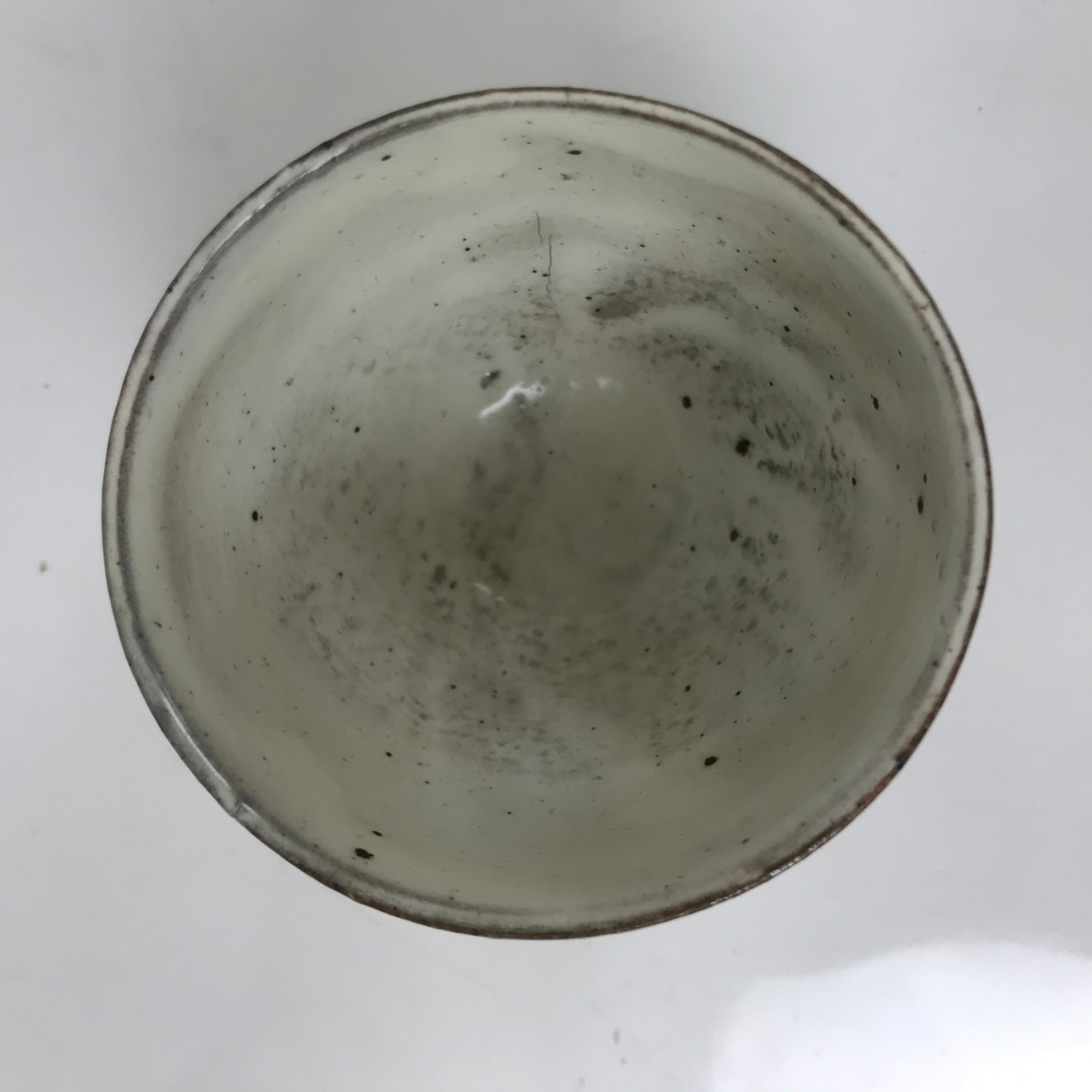 Japanese Kohiki Ceramic Yunomi Teacup Vtg Red Clay White Glossy Glaze TC524