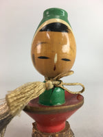 Japanese Kokeshi Doll Ornament Vtg Figurine Sake Bottole Cup Hood Child KF146