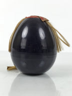 Japanese Kokeshi Doll Vtg Figurine Black Container Hime Daruma Tassel Gold KF796