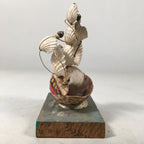 Japanese Kokeshi Doll Vtg Figurine Conch Shell Sail Boat Ship Yacht KF359