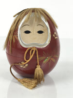 Japanese Kokeshi Doll Vtg Figurine Red Container Hime Daruma Gold Tassel KF795