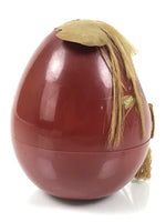 Japanese Kokeshi Doll Vtg Figurine Red Container Hime Daruma Gold Tassel KF795