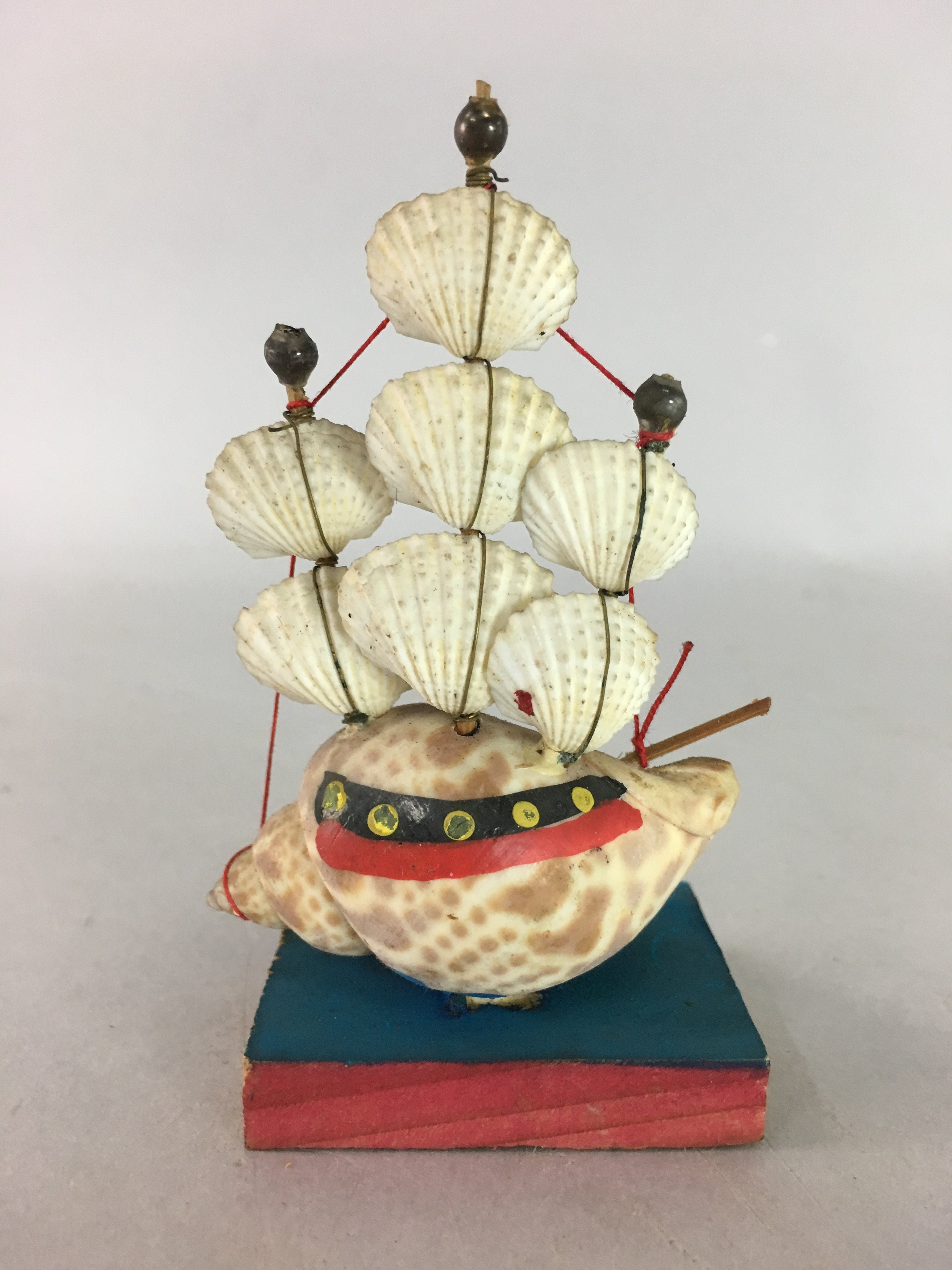 Japanese Kokeshi Doll Vtg Shell Sails Figurine Sail Boat Ship Mast KF200