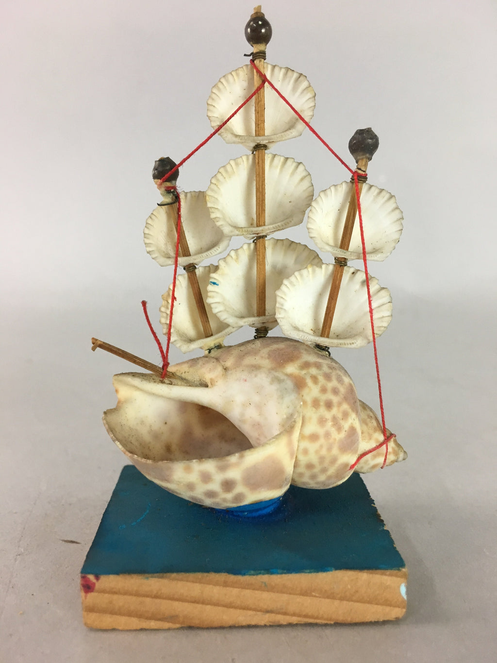 Japanese Kokeshi Doll Vtg Shell Sails Figurine Sail Boat Ship Mast KF200