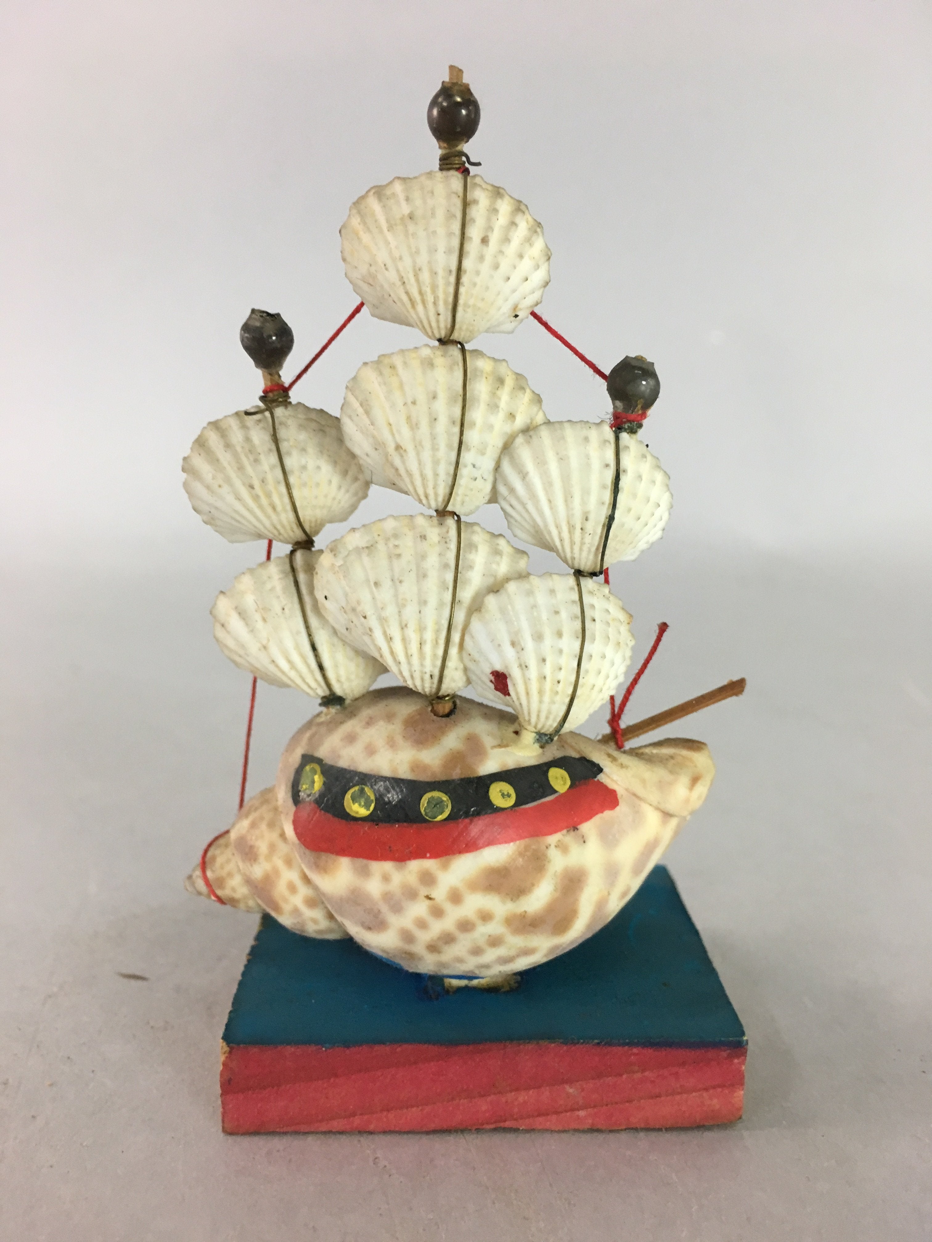 Japanese Kokeshi Doll Vtg Shell Sails Figurine Sail Boat Ship Mast KF200