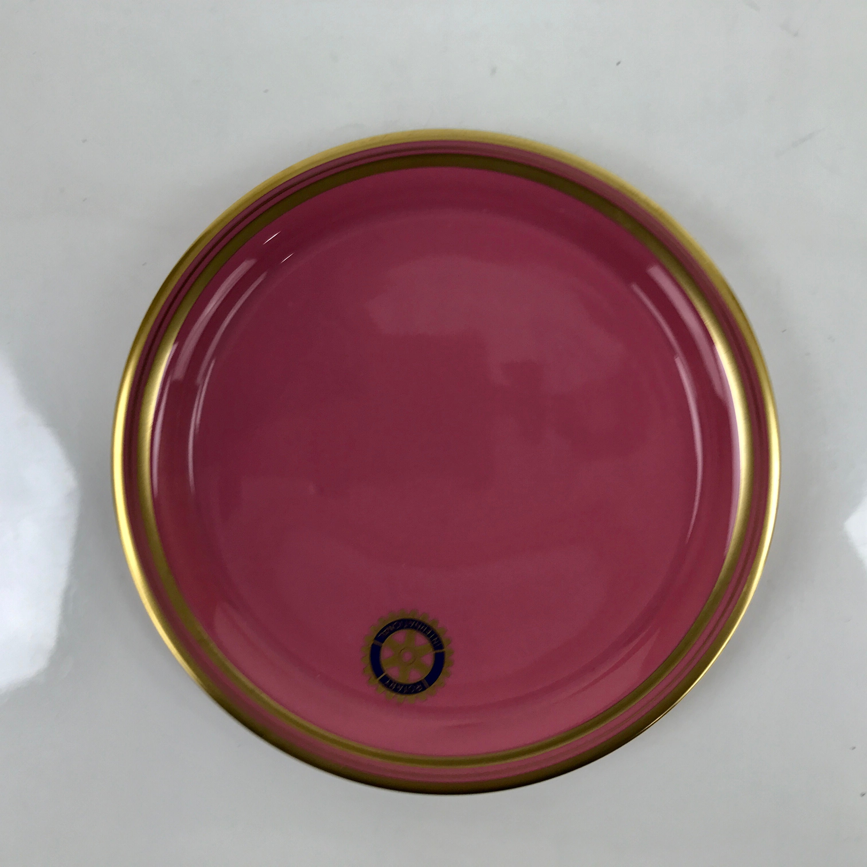 Japanese Koransha Porcelain Cup Saucer Set Vtg Pink Gold Rotary Club Y180