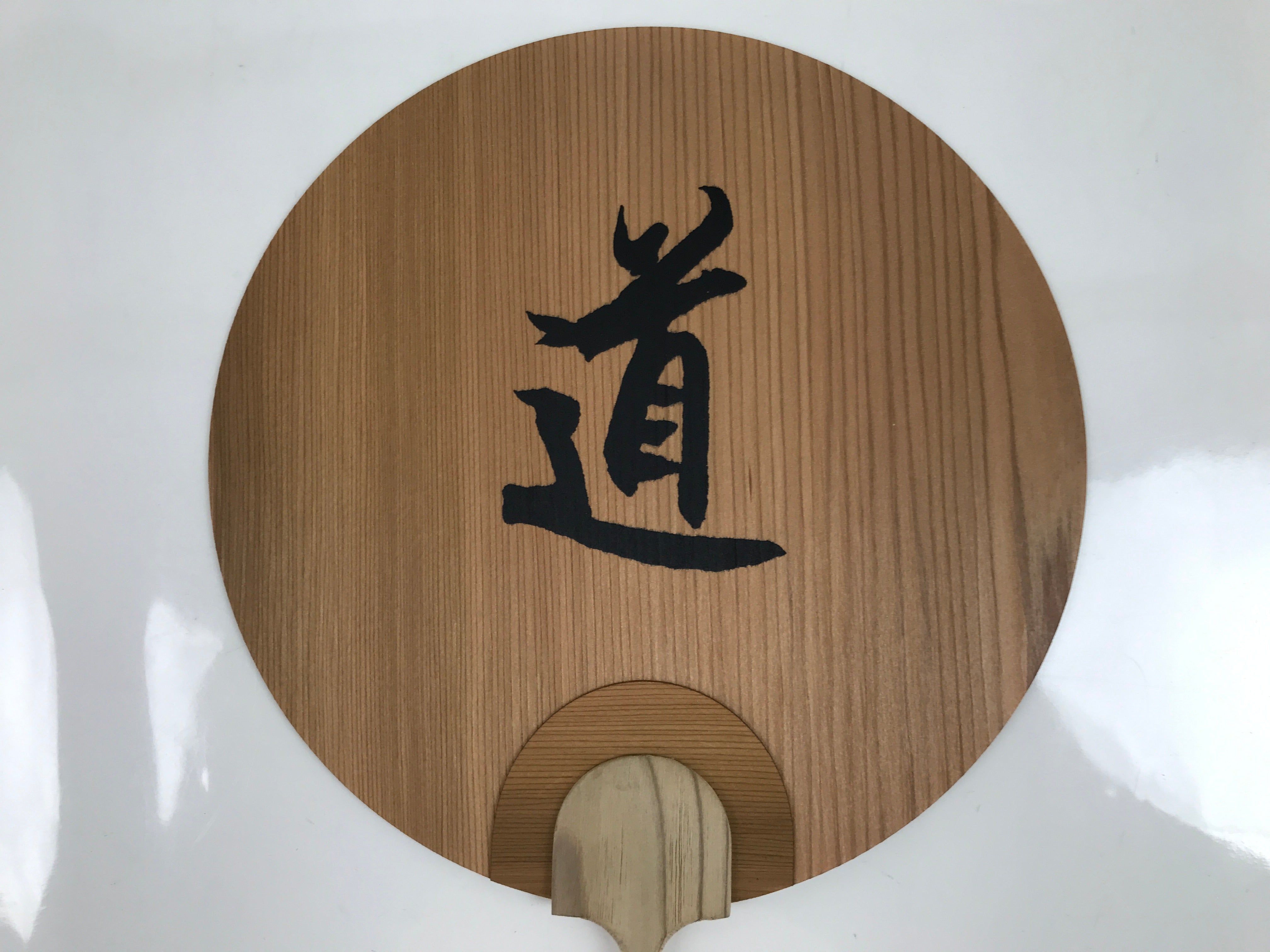 Japanese Koya Cedar Wood Fan Uchiwa Kobo Daishi Buddhist Roukoshiiki Kanji U161