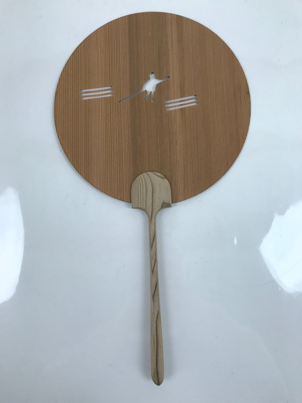 Japanese Koya Cedar Wood Fan Uchiwa Round Kitayama River Rafting Kanji U162