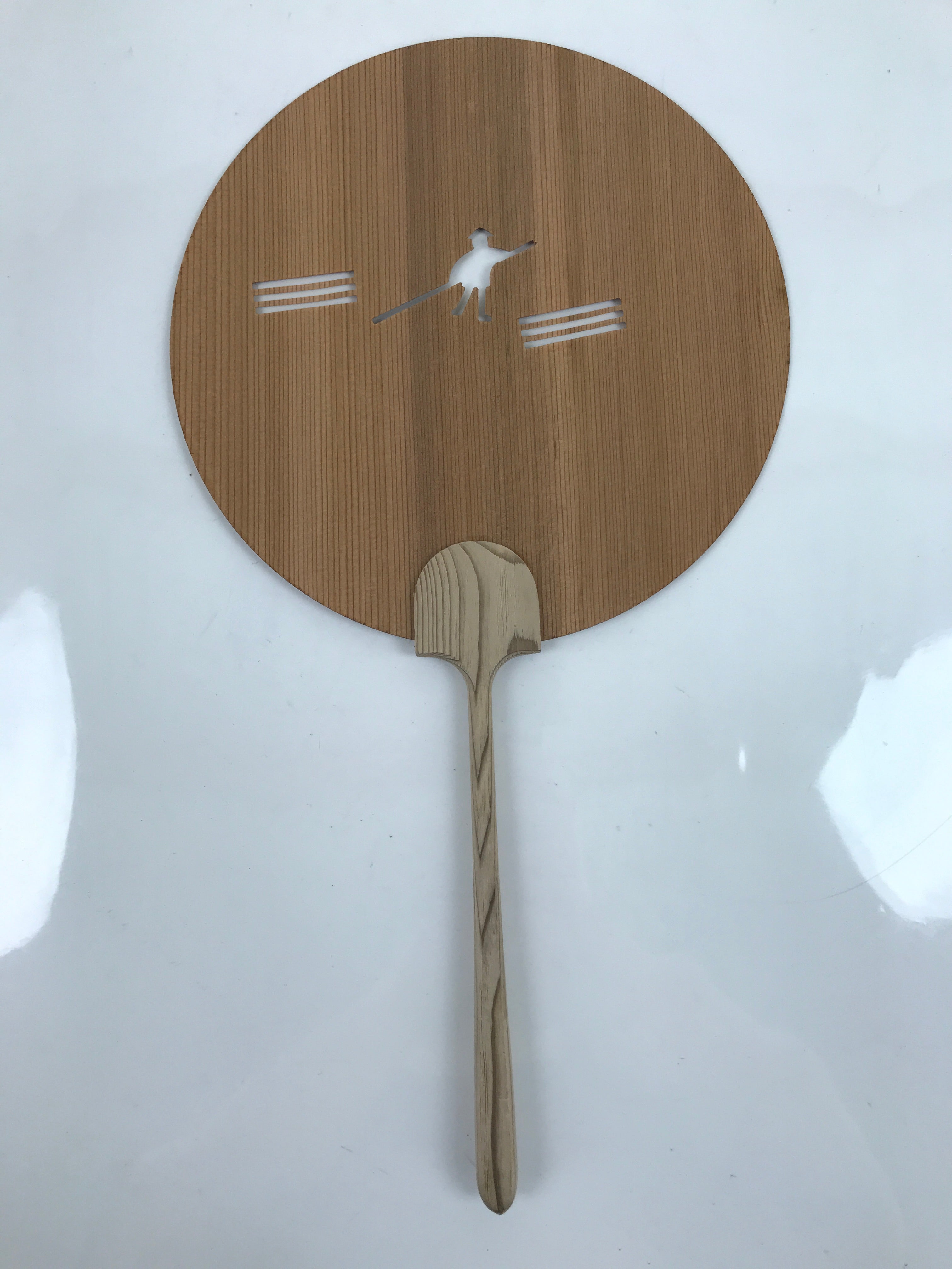 Japanese Koya Cedar Wood Fan Uchiwa Round Kitayama River Rafting Kanji U162