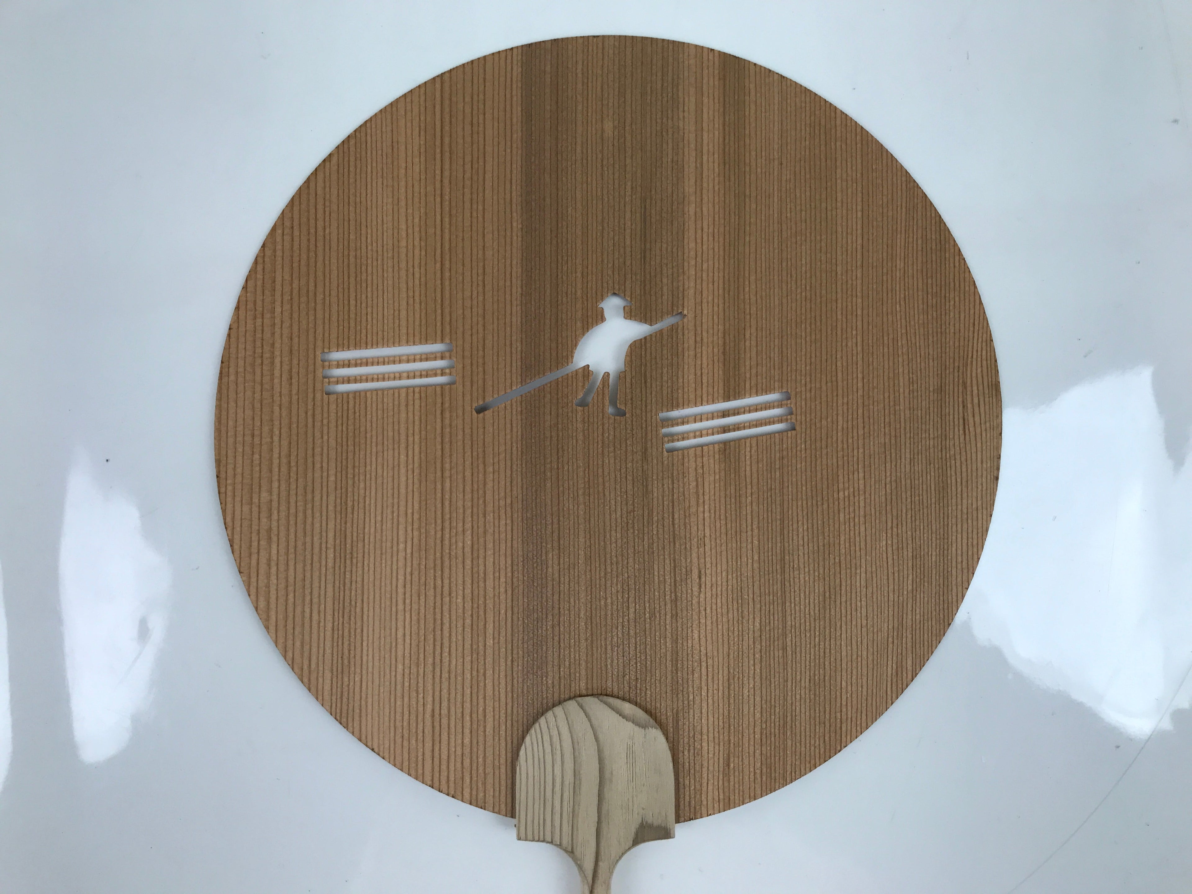 Japanese Koya Cedar Wood Fan Uchiwa Round Kitayama River Rafting Kanji U162