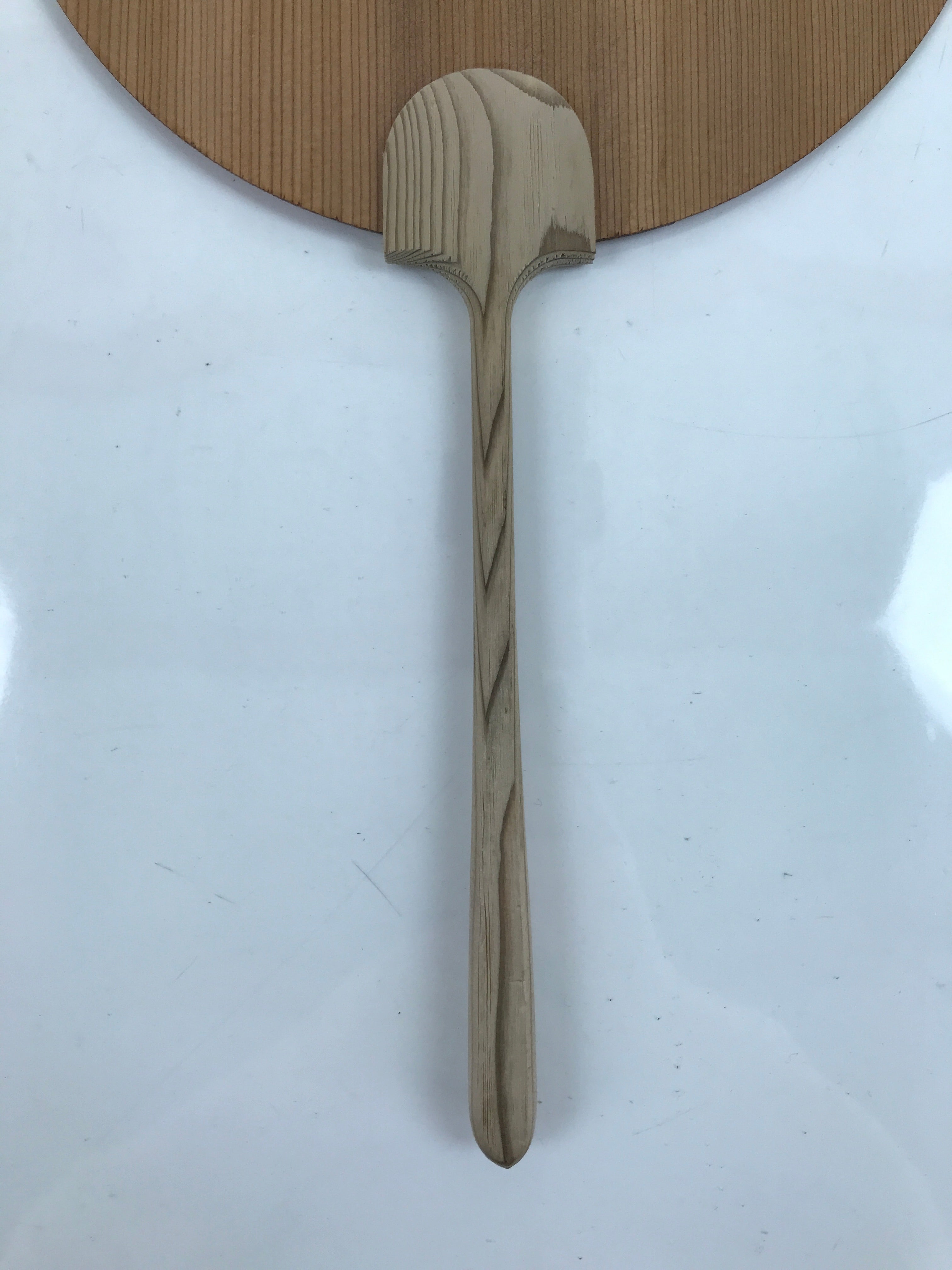 Japanese Koya Cedar Wood Fan Uchiwa Round Kitayama River Rafting Kanji U162