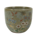 Japanese Kutani Imari Ceramic Sake Cup Vtg Tsubomi Ochoko Flowers Bird Gray G338