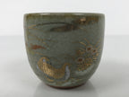 Japanese Kutani Imari Ceramic Sake Cup Vtg Tsubomi Ochoko Flowers Bird Gray G339