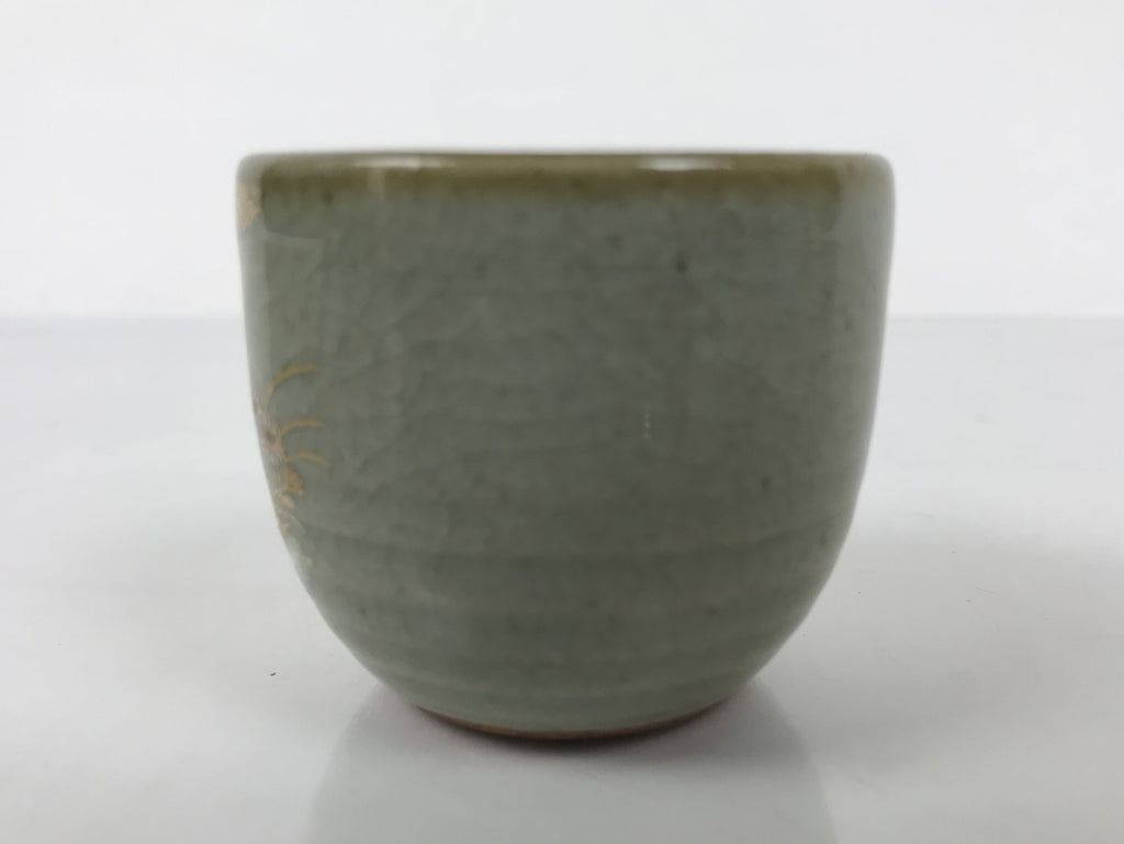 Japanese Kutani Imari Ceramic Sake Cup Vtg Tsubomi Ochoko Flowers Bird Gray G339