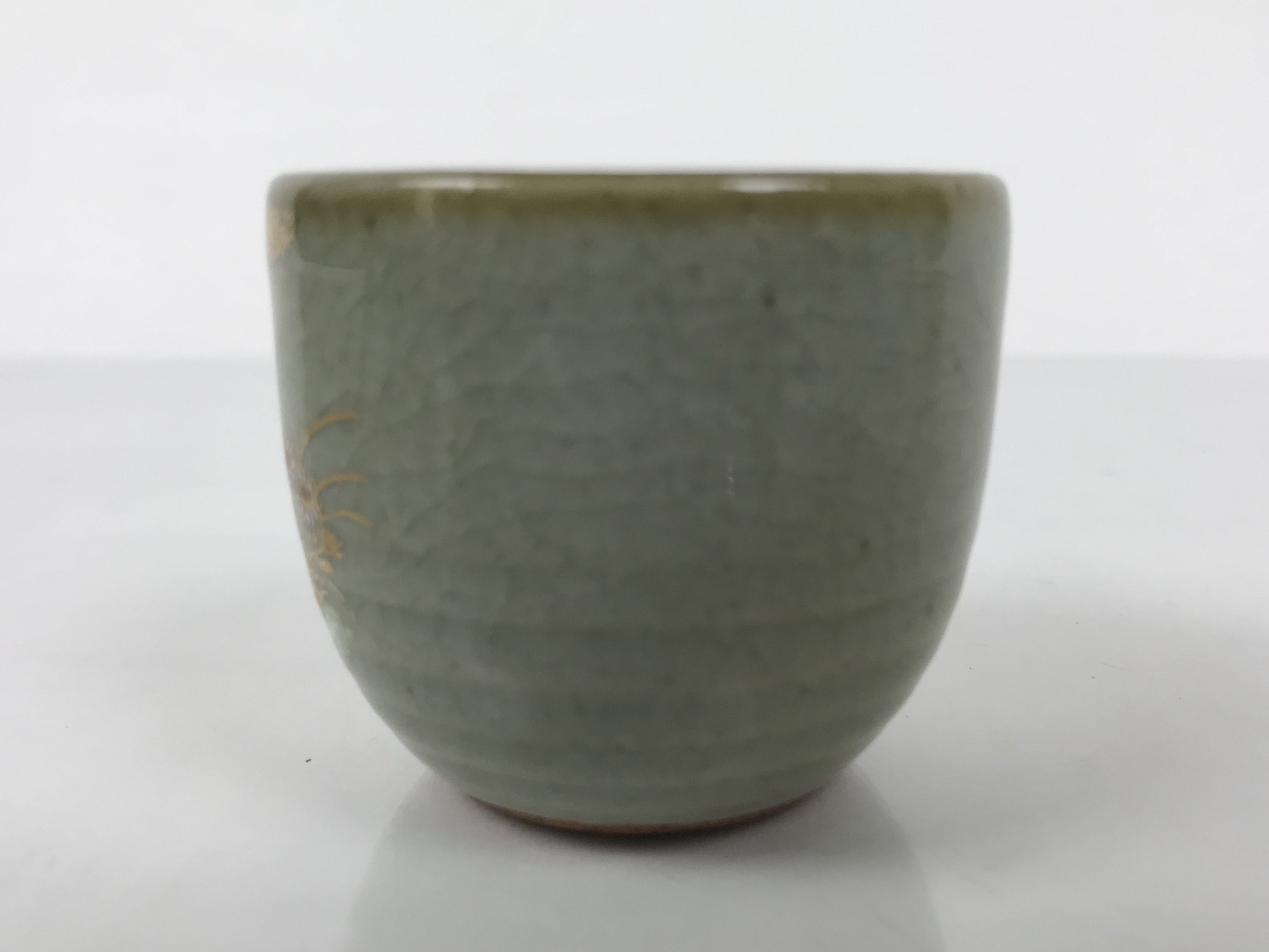 Japanese Kutani Imari Ceramic Sake Cup Vtg Tsubomi Ochoko Flowers Bird Gray G339